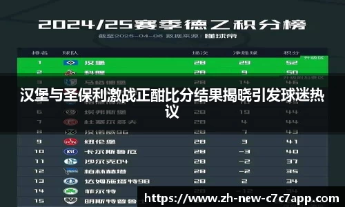 汉堡与圣保利激战正酣比分结果揭晓引发球迷热议