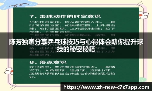 陈芳独家分享乒乓球技巧与心得体会助你提升球技的秘密秘籍